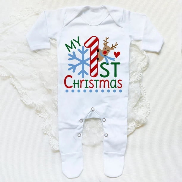 Body con estampado de My 1st Christmas para bebé, ropa de dormir para recién nacido, traje de Hospital para recién nacido, Pelele de manga larga para fiesta de navidad