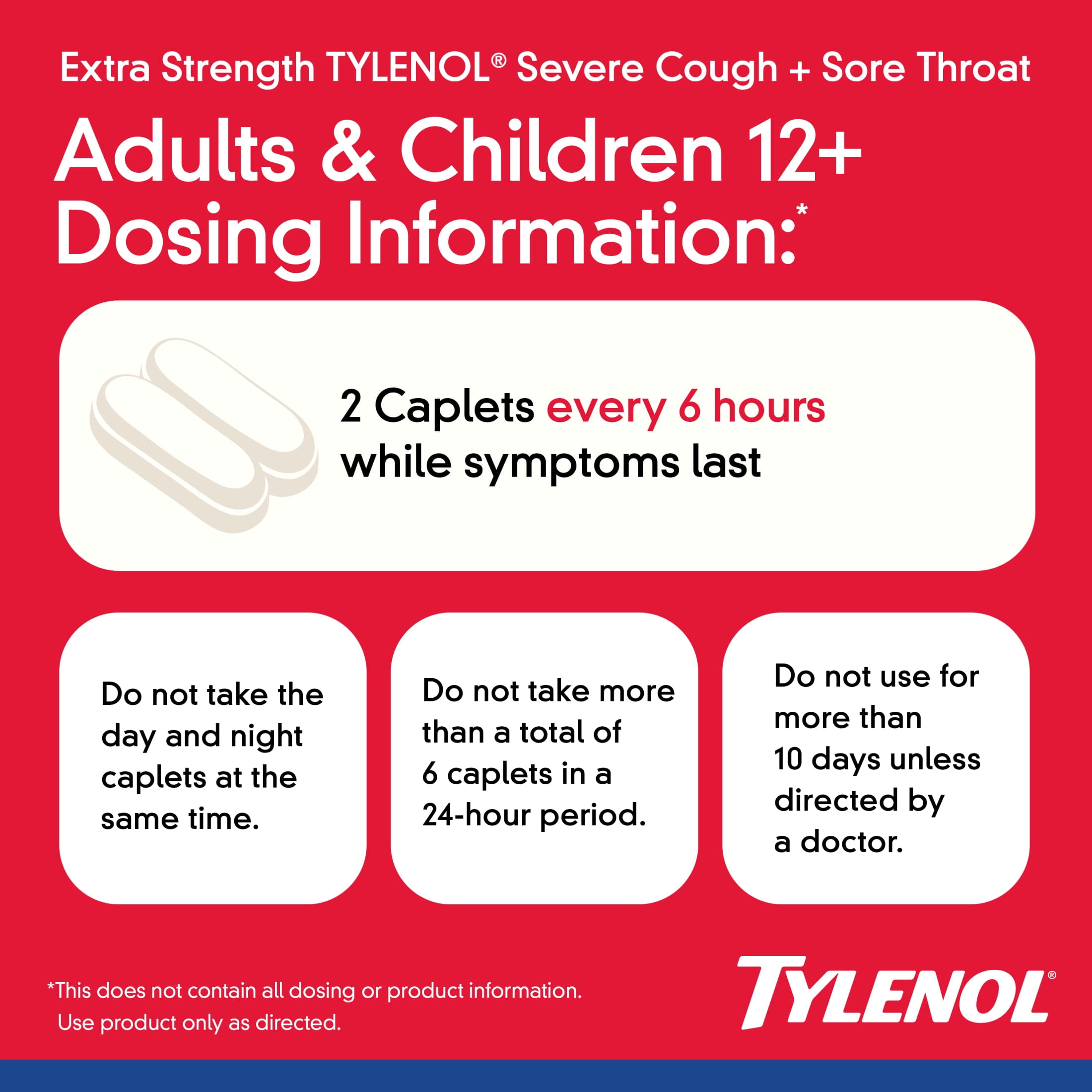 Tylenol Extra Strength Cough + Sore Throat Day & Night Caplets, 24 Count