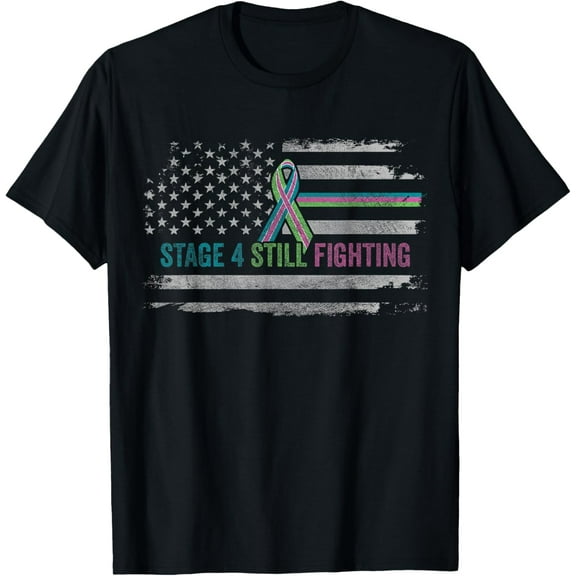 USA Flag Metastatic Breast Cancer Shirt STAGE 4 IS FIGHTING T-Shirt