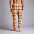 thumbnail image 5 of Wutalume Men's Drawstring Pocket Cuffed Casual Pants with Checkered Print, Comfortable Home Sleep Pants for Everyday Wear and Relaxation,Orange XL, 5 of 7