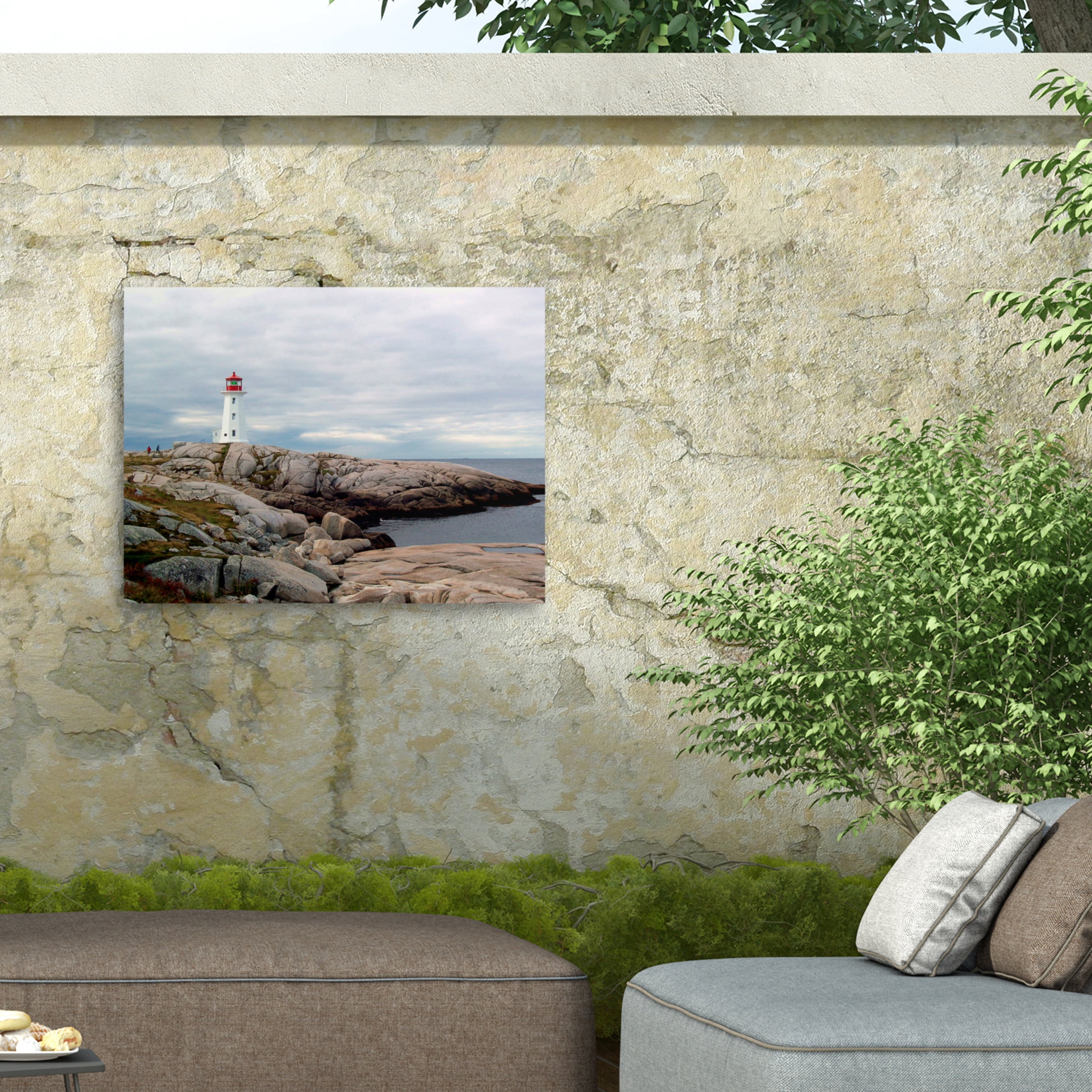 J.D. Mcfarlan 'Peggy's Cove Lighthouse' Outdoor Canvas 14x19