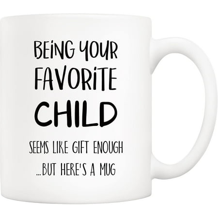 

5Aup Funny Mother s Day and Father s Day Coffee Mug for Dad Mom Being Your Favorite Child Christmas Cups for Dad from Daughter Son Kids - Birthday Gifts Idea for Parents 11 Oz