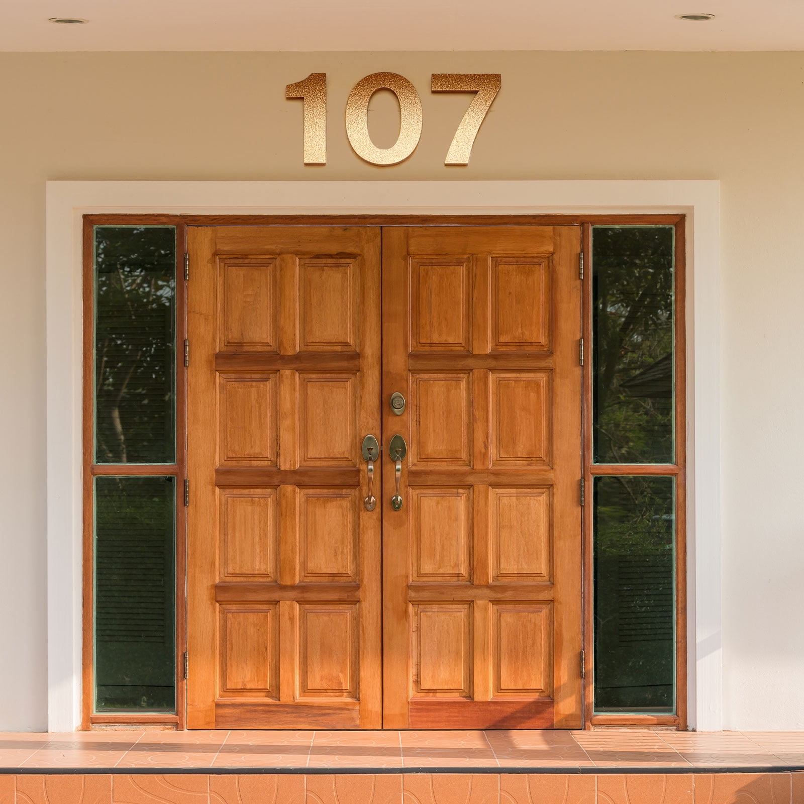 Uxcell 12 Inch House Numbers for Outside, Number 0 ABS Plastic Texture Floating House Number Modern Mailbox Address Door Numbers with Nail Kit for Outdoor Residential Street, Gold Tone