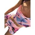 thumbnail image 4 of Women Summer 2 Pieces Outfits Tie-Dye Print Backless Halter Neck Crop Tank Tops + Split Mini Skirts Club Beachwear, 4 of 6