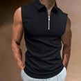 thumbnail image 2 of DDAPJ pyju Big and Tall Polos Shirts for Men Sleeveless Quarter Zip Golf Shirt Lightweight Moisture Wicking Workout Tank Tops Rebajas Hoy Liquidación Black M, 2 of 7