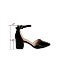 thumbnail image 2 of Nataly-01 Women's Pointed Toe Ankle Strap Buckle Chunky Low Heels Sandals Shoes ( Black Pat, 9 ), 2 of 3