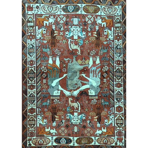Ahgly Company Indoor Rectangle Animal Light Blue Traditional Area Rugs, 2' x 5'