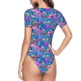 thumbnail image 4 of The Xecao Colorful Mushrooms Women's Crew Neck Body Suit, a short-sleeved bodysuit and basic swimsuit, both comfort and style for dating and daily life, 4 of 9
