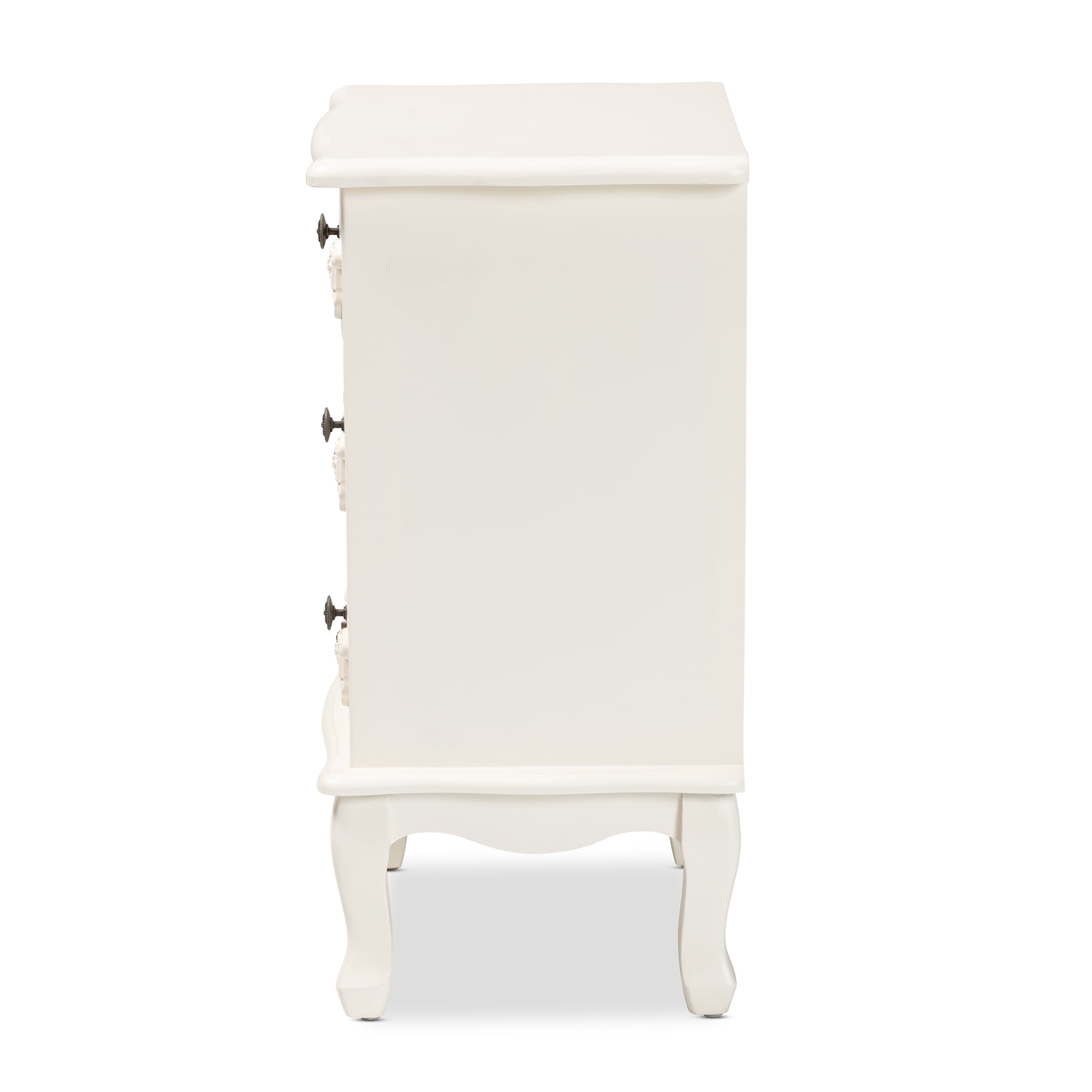 Baxton Studio Callen Classic and Traditional White Finished Wood 3-Drawer End Table