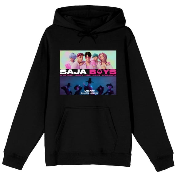 KPop Demon Hunters The Saja Boys Women's Black Graphic Hoodie-Medium