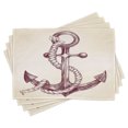 thumbnail image 1 of Ambesonne Anchor Place Mats Set of 4, Realistic Marine Design, Standard Size, Dark Mauve Cream, 1 of 6