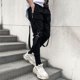 thumbnail image 4 of Pantalones deportivos para hombre, estilo hip hop, con bolsillos y cremallera, cintura elástica, estilo harén, 4 of 5