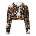 thumbnail image 3 of Renewold Halloween Theme Hooded Cropped Pullover Hoodie Size XL Y2K Dog Pumpkins Sweatshirt Exercise Gym Streetwear Trendy Outdoor Sport Outfits for Women, 3 of 6