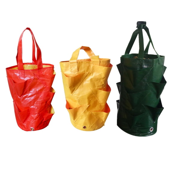 Masteelf  Strawberry Planters for Outdoor Plants Hanging Bags Planting Handle Green