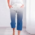thumbnail image 2 of aidice Capri Pants for Women Linen Drawstring Elastic Waist Straight Leg Lounge Capris Summer Trendy Pants, 2 of 6
