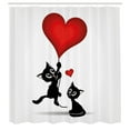 thumbnail image 3 of Ambesonne Valentines Shower Curtain, Cats Balloons, 69"Wx84"L, Vermilion Black, 3 of 5