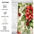 thumbnail image 2 of Christmas Poinsettia Art Shower Curtain for Bathroom Shower Curtain Set with 12 Hooks Waterproof Fabric Bath Curtain for Bathtub Restroom Decor, 72 X 72 in, 2 of 6