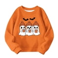 thumbnail image 2 of Cethrio Girls Halloween Sweatshirts Size 6, Crew Neck Long Sleeve Printed Fall Winter Halloween Tops Orange, 2 of 4