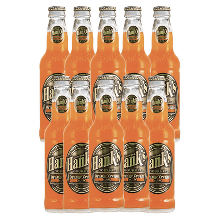 Hank's Genuine Gourmet Orange Cream Soda, 12 fl oz Bottles – Premium Craft Soda with Citrus, Creamy Flavor – Nostalgic Creamsicle Taste, Pack of 10