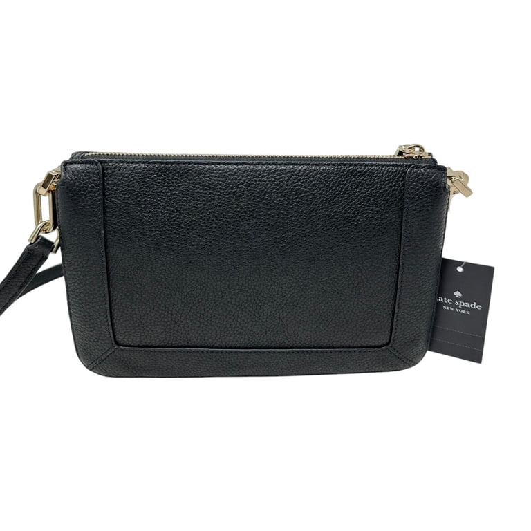Kate Spade Lena Double Compartment Black Pebble Leather Crossbody