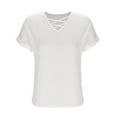 thumbnail image 4 of Besolor Womens Summer Tops Short Sleeve Criss Cross V Neck T-Shirts Loose Casual Tunic Blouses Tees, 4 of 7