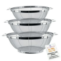U.S. Kitchen Supply 3 Piece Colander Set-Stainless Steel Wired Mesh Strainer Baskets with Wide Handles-11"-5 Quart, 9.5"