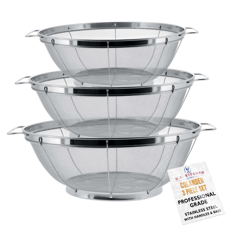 U.S. Kitchen Supply 3-Piece Stainless Steel Colander Set photo 1