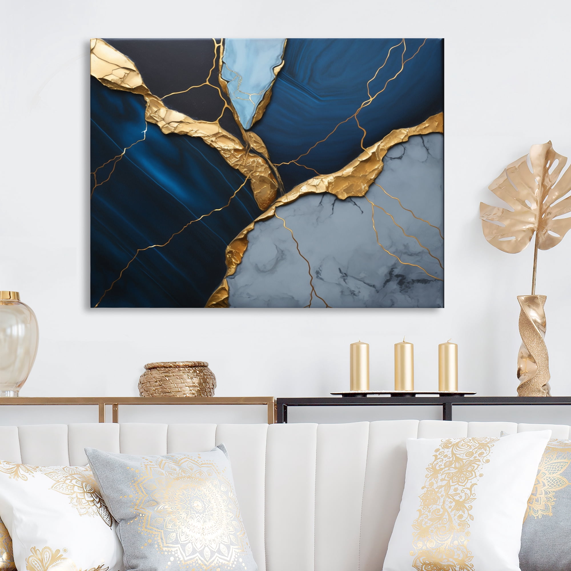 Designart Abstract Geode Blue III Canvas Wall Art