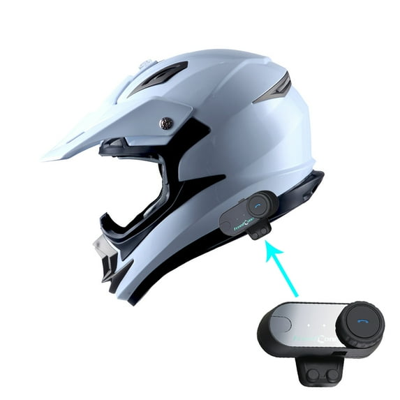 1Storm Adult Motocross Helmet Off Road MX BMX ATV Dirt Bike Mechanic HGXP14B + Motorcycle Bluetooth Headset: Glossy White