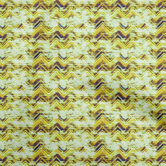 oneOone Velvet Yellow Fabric Abstract Zigzag Sewing Material Print Fabric By The Yard 58 Inch Wide
