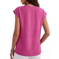 thumbnail image 5 of ANRABESS Women Tops V Neck T Shirts Cap Sleeve Business Casual Tops for Women Summer Loose Fit Dressy Work Office Blouses Cute Clothes Trendy Outfits Hot Pink L, 5 of 11