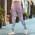 thumbnail image 4 of Renewold Mermaid Scales Bubble Pink Womens Yoga Leggings with Pockets Workout Leggings Ankle Pants Full Length High Waisted Slim Running Pants Non See-Through Printed Tights, XXL, 4 of 8
