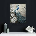 thumbnail image 5 of JRXY Peacock Decor Wall Art Peacock Pictures Bathroom Decor Peacock Canvas Print Framed Modern Painting Artwork For Kitchen Bedroom Bathroom Living Room Framed 16x20 in, 5 of 5