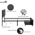 thumbnail image 4 of Bellemave  Metal Platform Bed Frame with Storage Drawer, Twin size  Platform Bed with Tufted Upholstered Headboard, Dark Gray, 4 of 9