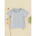 thumbnail image 2 of Loicainy Baby Toddler Boy Solid Color T shirt 6 12 18 24 Months 2T 3T 4T Short Sleeve Crew Neck Summer Tops Clothes for Casual Daily, 2 of 9