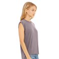 thumbnail image 3 of Bella Canvas Womens Flowy Rolled Cuffs Muscle Tee, S, Storm, 3 of 3