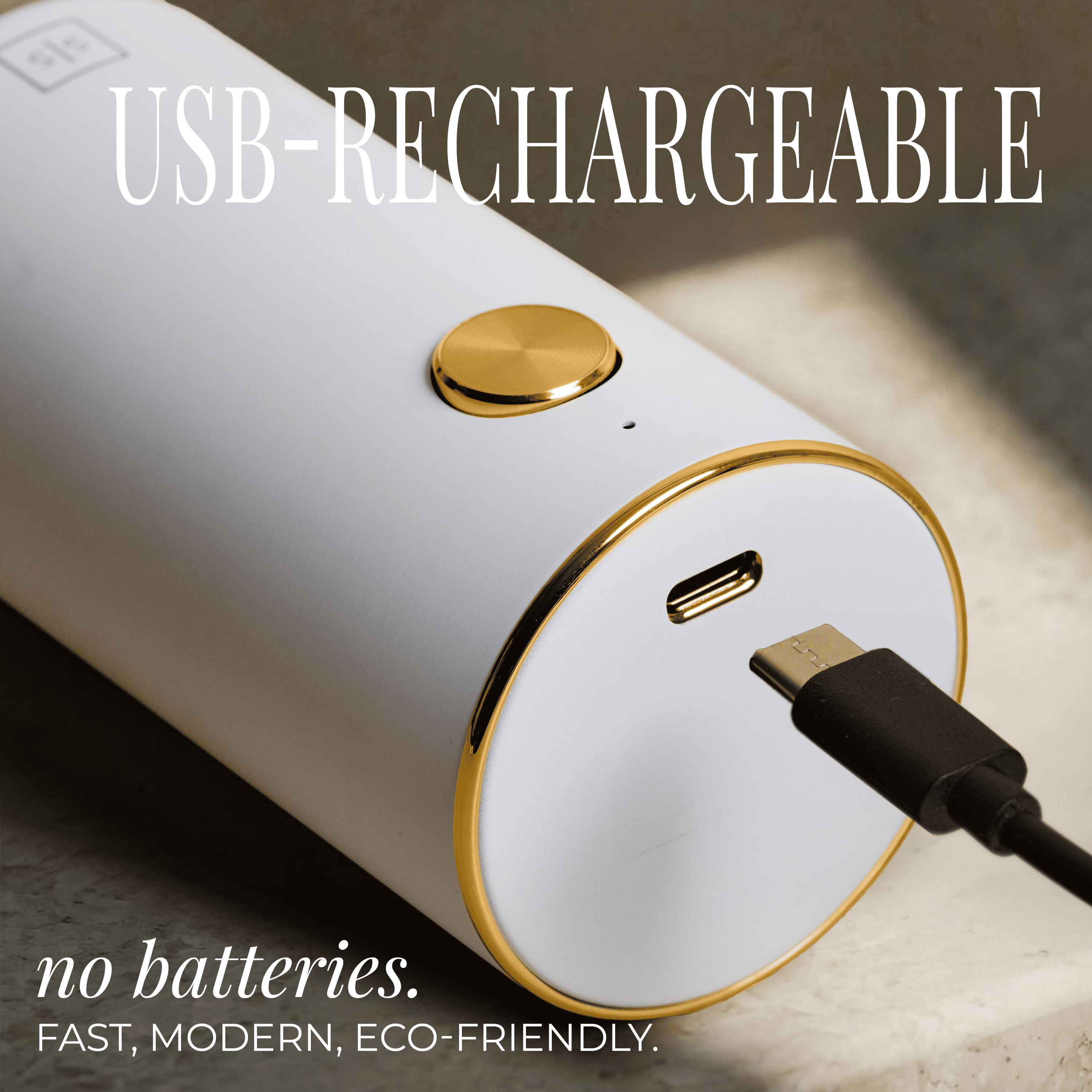 Rechargeable Electric Salt and Pepper Grinder Set – White Stainless Steel, USB-C Charging, Adjustable Coarseness, LED Light