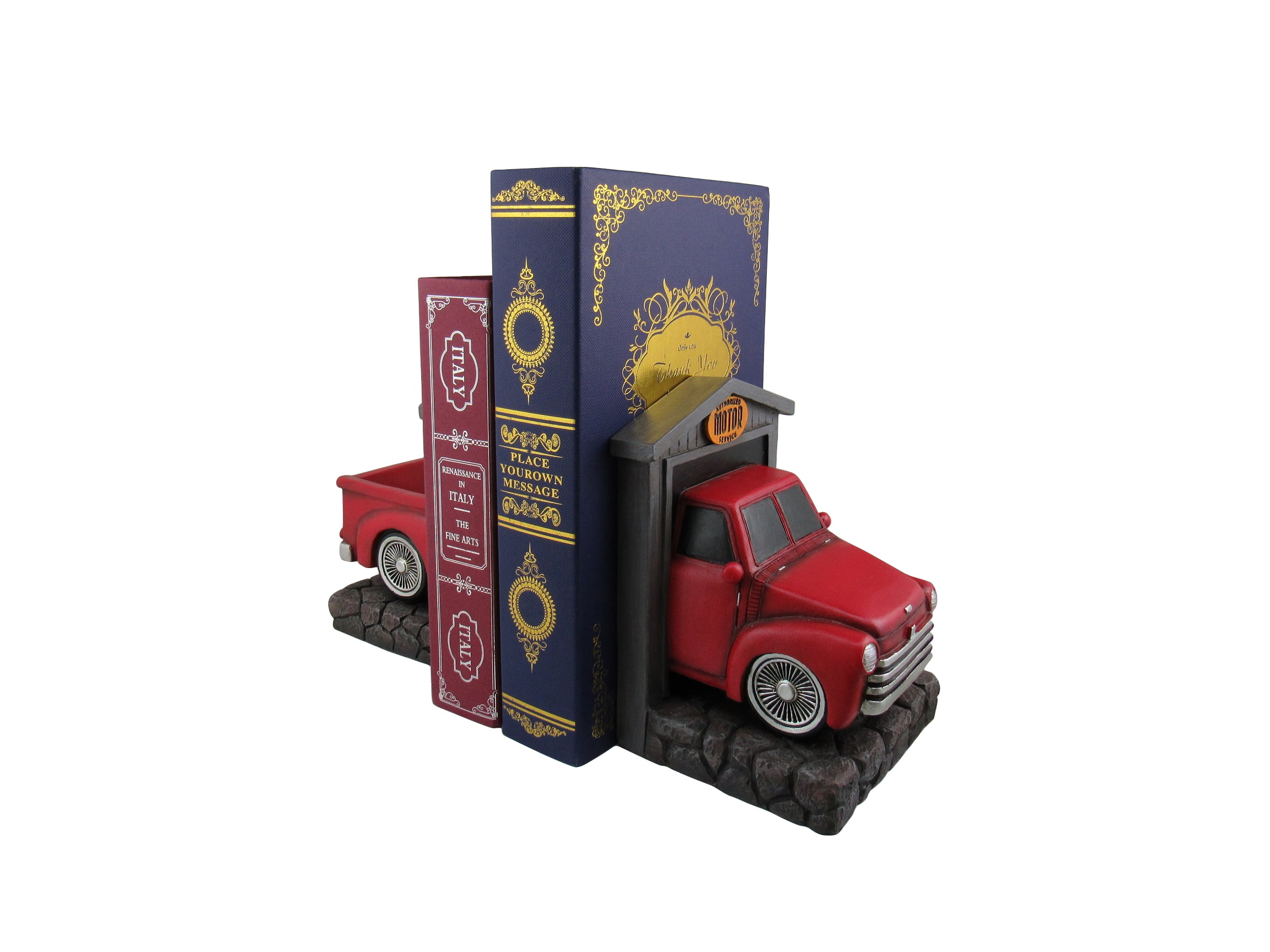 DWK Vintage Red Pickup Truck Rustic Decorative Bookend 7"