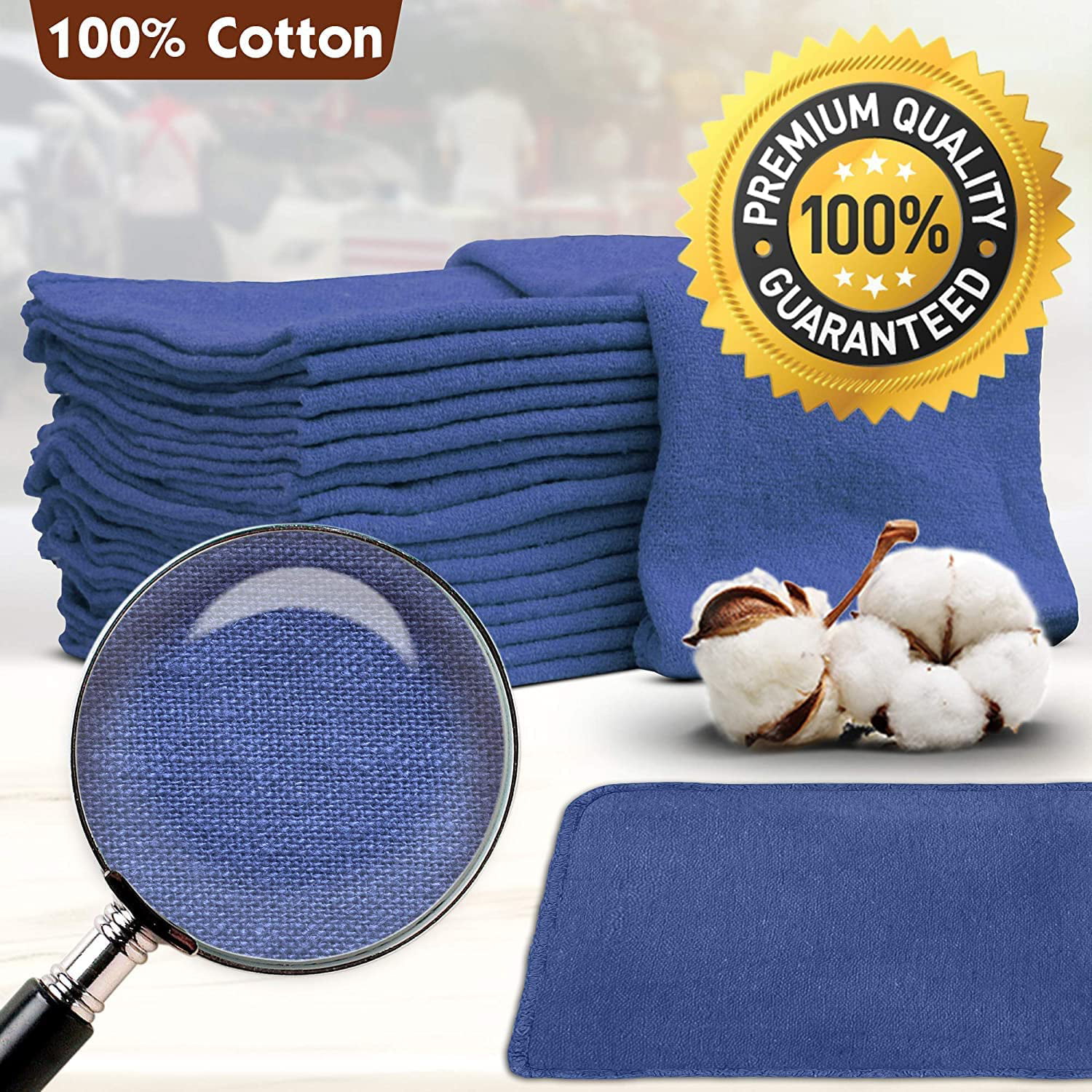 Cotton Homes 1000Pc Shop Towels Rags Bulk– 12 x12 Inch- Regenerated Cotton  Multipurpose Cleaning towels, Industrial Wiping Cloth, Paint Cloth, Bar