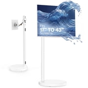 White Rolling TV Cart with Mechanical Arm, 17”–43" Screens, Height Adjustable