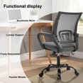 thumbnail image 3 of CL.HPAHKL Ergonomic Desk Chair, Mid-Back Mesh Office Chair with Wheels, Rolling Swivel Computer Task Chair for Home Office, Fixed Armrests, Tilt & Height Adjustable, Gray, 3 of 7