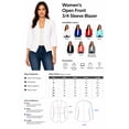 thumbnail image 6 of Women's Collarless Blazer Open Front Sleek 3/4 Sleeves Cardigan, 6 of 6