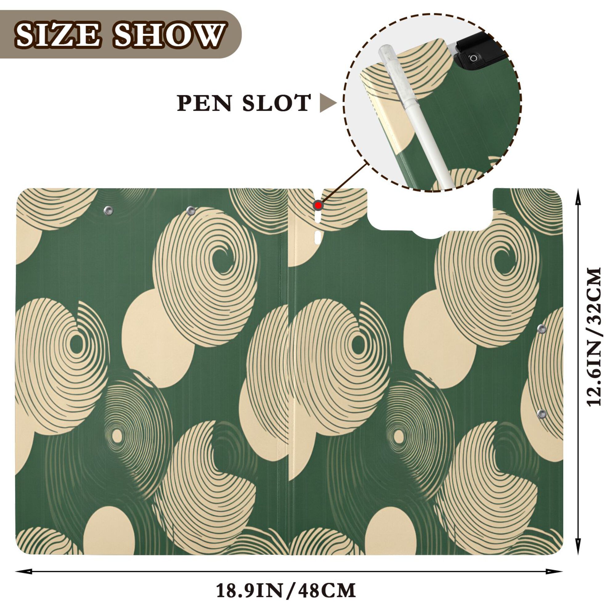 FORMRS A4 Clipboard Folder with Pen Holder Horizontal Foldable School Office Binder, Beige Abstract