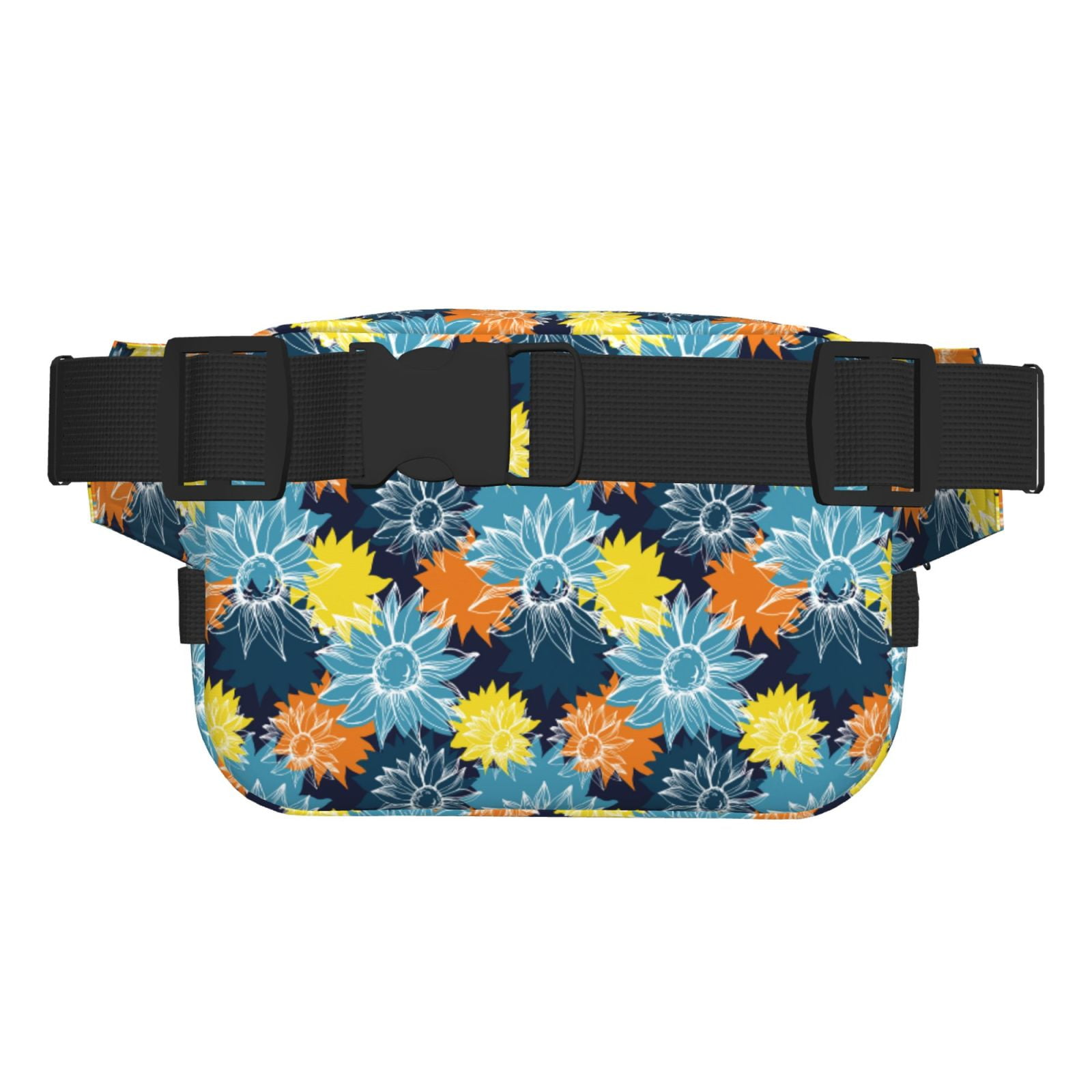 Picia Sunflowers Print Square Double-Layer Waist Bag Mini Adjustable Waist Belt Bag Exercise Running Travel Hiking