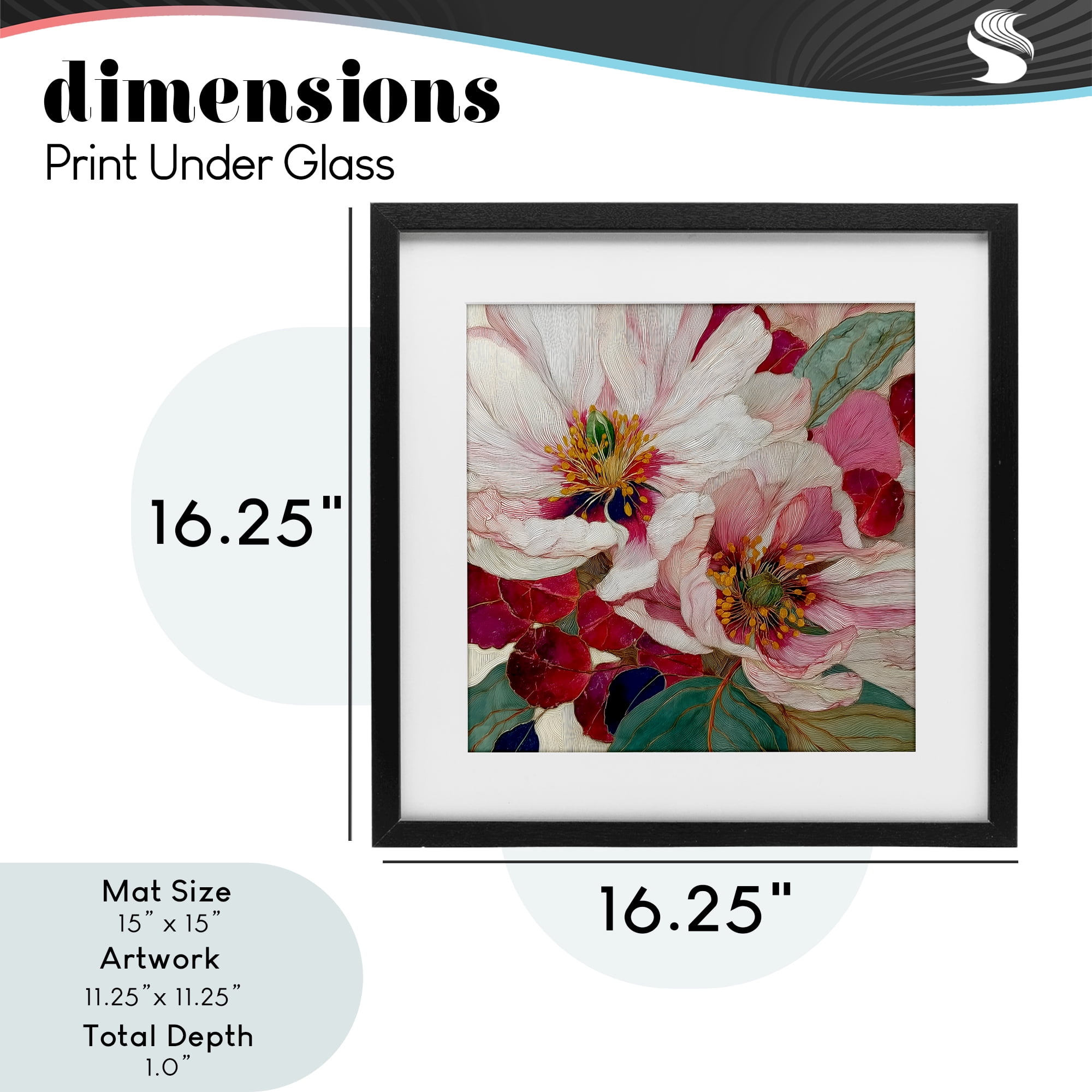Cimarron Flowers Ornate Details Black Framed Print Under Glass, design by Annabelle Hall