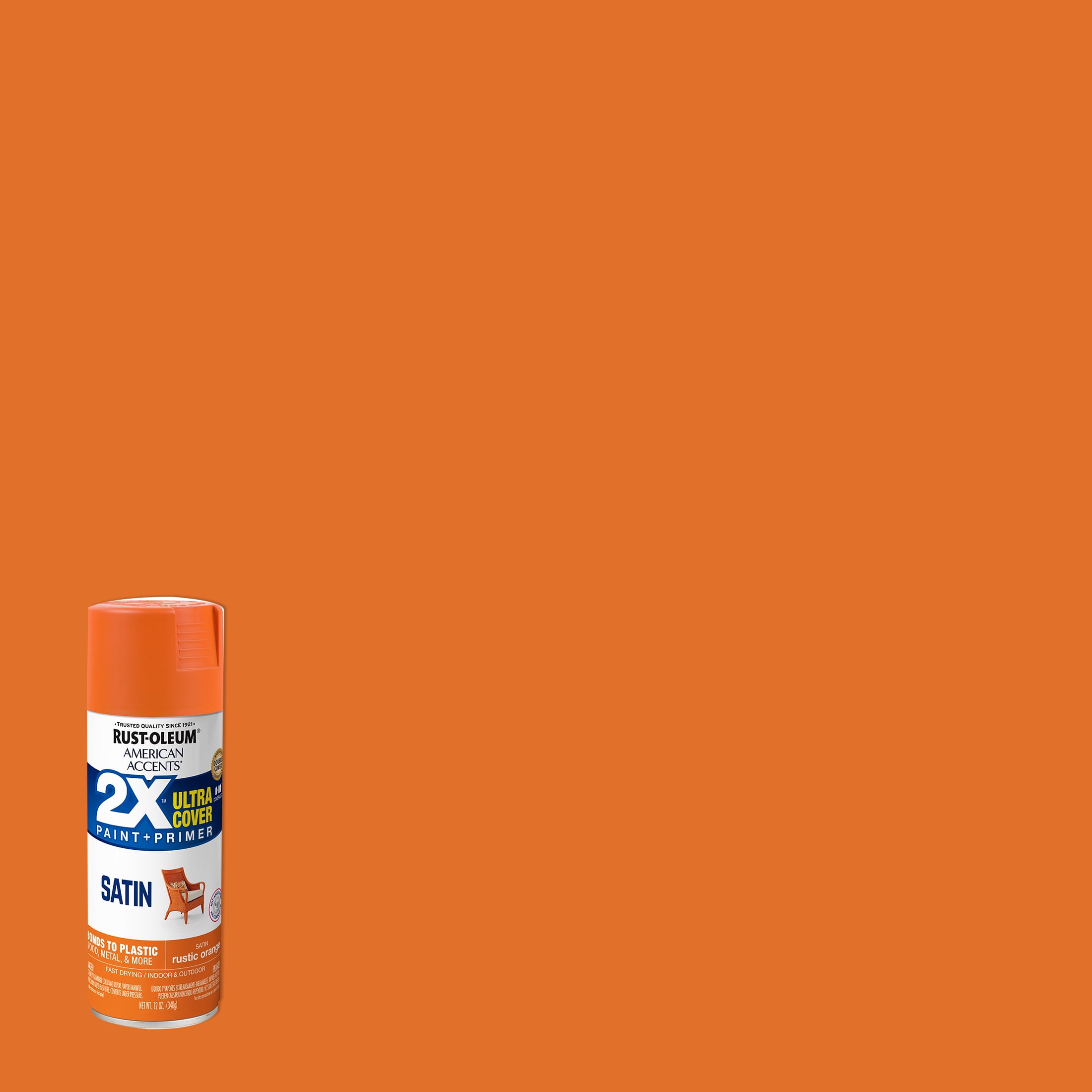 Rustic Orange, Rust-Oleum American Accents 2X Ultra Cover Satin Spray Paint- 12 oz