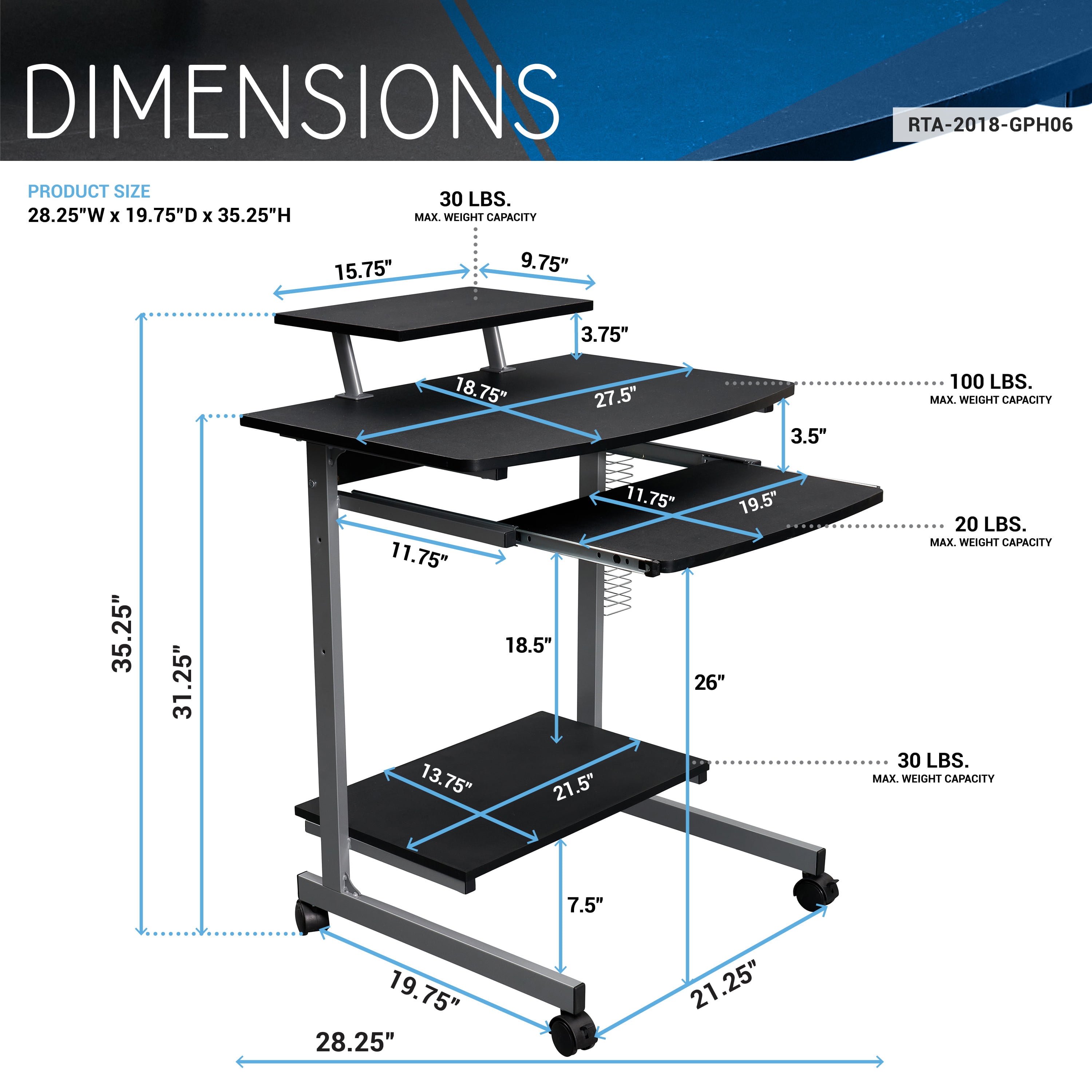 Techni Mobili Compact Computer Desk Cherry