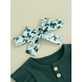 thumbnail image 6 of Suealasg Infant Boys Girls Irish Festivals Outfit 3 6 9 12 18 Months Baby Long Sleeve Shamrock Print Romper Dress + Headband Set 0-18M 2Pcs Newborn Girl Spring Clothing, 6 of 9