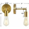 thumbnail image 4 of Juego de 2 luces de pared para baño industriales retro de latón cepillado con poste (dorado) (con bombillas), 4 of 5