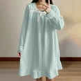 thumbnail image 6 of Kaemgyyd Womens Flannel Nightgowns Fall Winter Warm Fuzzy Fleece Sleep Dress Loose Long Sleeve Ruffle Hem Loungewear Shaggy Sleepwear, 6 of 6